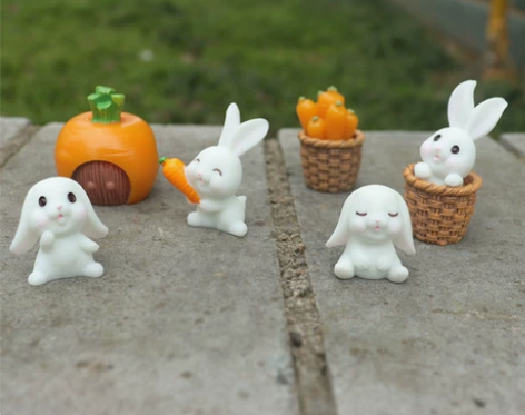 微景观兔子小摆件可爱迷你动物盆景多肉装饰材...