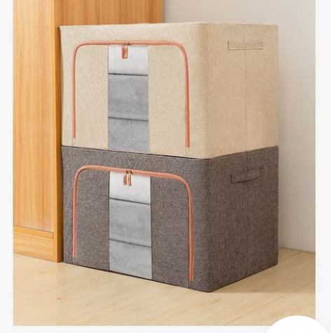 【高品质 棉麻收纳箱】大号牛津布钢架收纳箱...