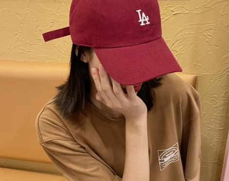 47brand 酒红色mlb棒球帽春夏la...