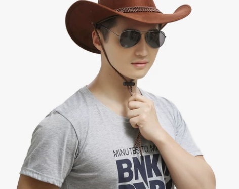 仿皮帽西部牛仔帽子春秋男士女士户外潮 大