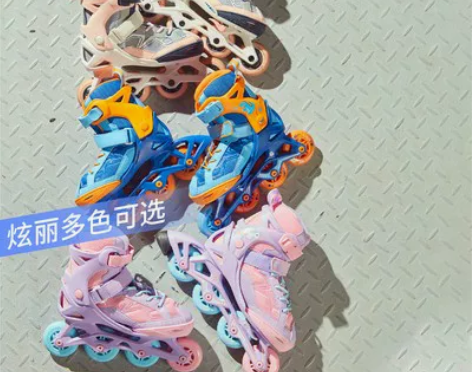 迪卡侬溜冰鞋儿童初学者中大童轮滑鞋滑冰鞋滑...