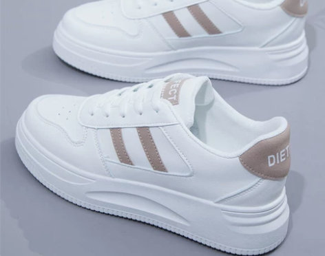 全新秋季新款小白鞋女皮面时尚百搭休闲鞋运动...