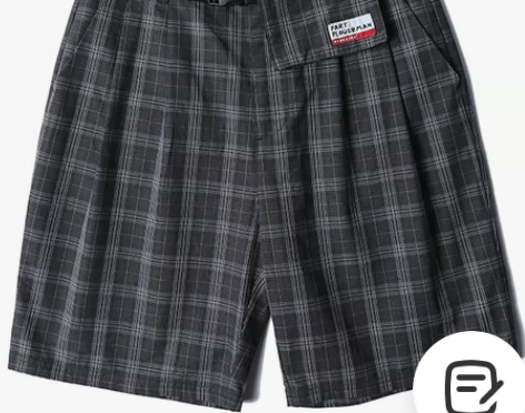 塔卡沙 花小人系列男女款深灰格纹西装短裤F...