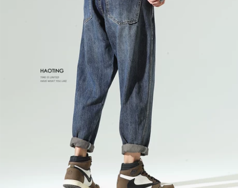 【狂欢价】春秋复古水洗宽松牛仔裤男2021...