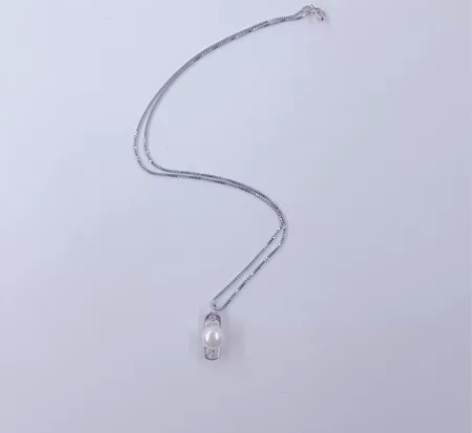 滑板纯银项链天然淡水珍珠项链 满百包邮