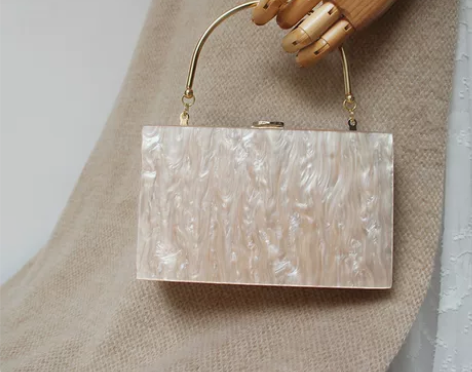 ?2021女士新款时尚百搭纯色珠光亚克力手...