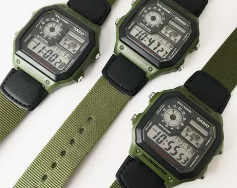 ?【电池用十年】卡西欧CASIO帆布尼龙带...