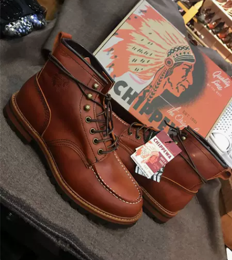 非CHIPPEWA 阿美咔叽 户外工装男靴...