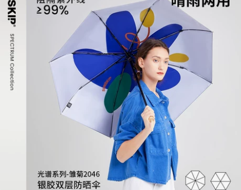 SUNSKIP银胶双层冷感防晒伞女遮阳伞防...