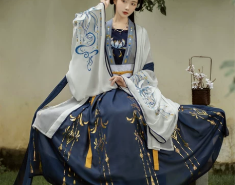 千韵岗琼华汉服女正品原创中国风齐腰白菜整套...