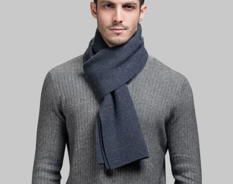 100%纯羊毛男士围巾男冬季高档纯色百搭