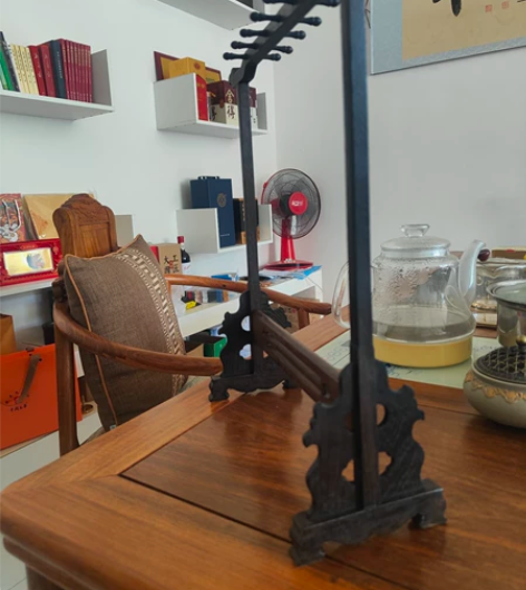 鸡翅木毛笔架笔挂文房四宝毛笔书法练字套装初...