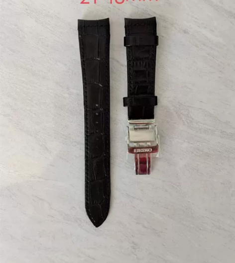 精工原装正品黑色真牛皮带21×18mm,实...