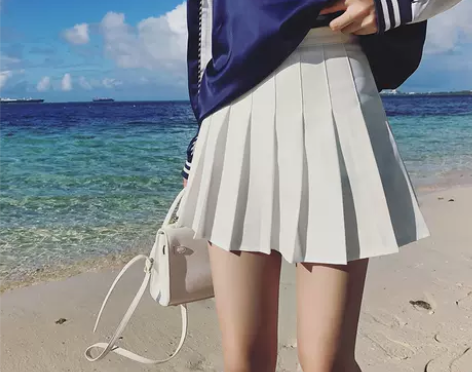 2017夏季新款女装白色裙子a字裙 高腰百...