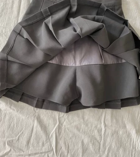 灰色百褶裙学院韩版学生女神降临高腰显瘦百褶...