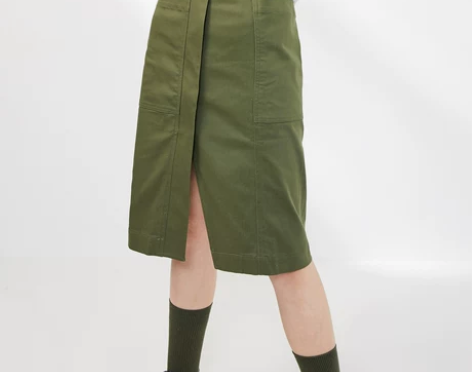 军绿色半身裙女2019夏季新款中长款复古a...
