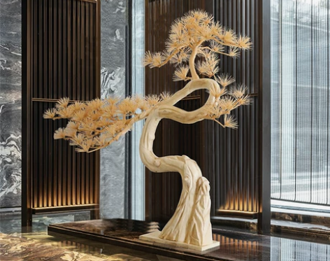 木雕实木仿真迎客松售楼处大厅酒店大堂摆件大型