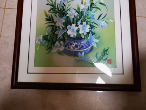 闲置刺绣画，32cm×32cm，已裱好，西...