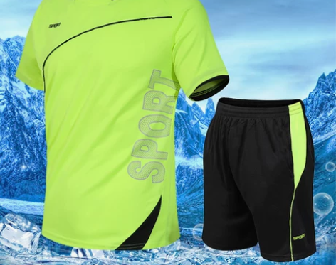 【狂欢价】运动套装男士短袖tT恤夏季薄款冰...