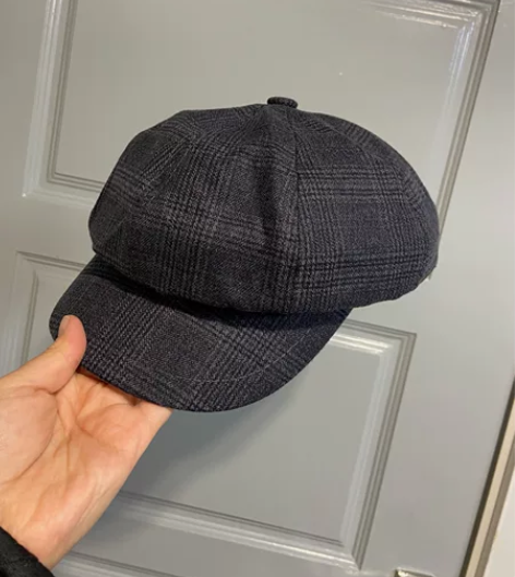 复古文艺格子八角帽，秋冬款，毛呢贝雷帽鸭舌...