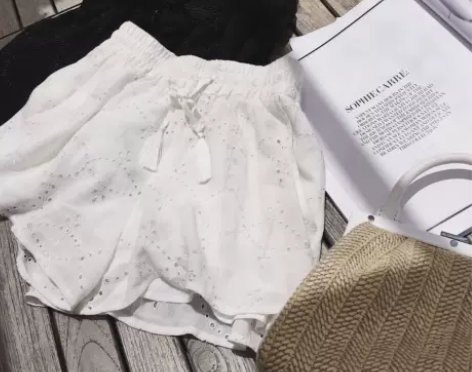 ?美美的夏夏：夏装新品 三色亚麻短裤女宽松...