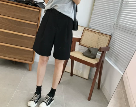 ?夏季薄款清凉高腰西装短裤女宽松韩版洋气显...