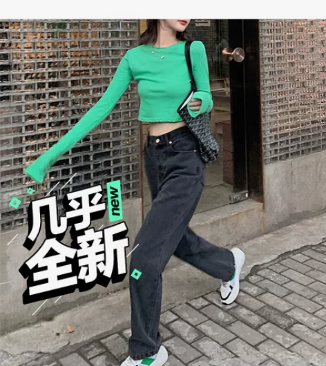 秋季新款低腰阔腿牛仔裤女2020年新款韩版...