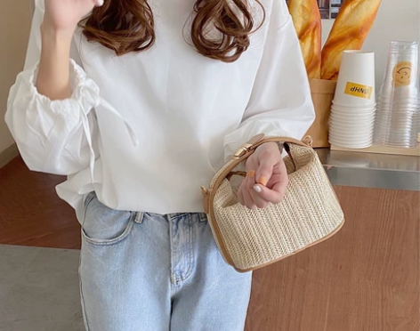 韩国东大门ins草编织小包包休闲女包手提单...