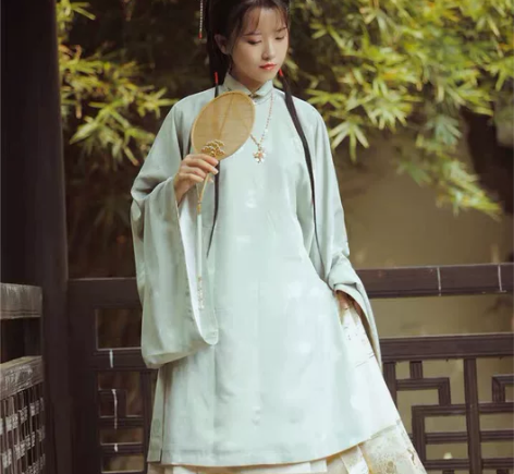 出兰若庭汉服太平有象立领长袄 浅豆绿l码，...