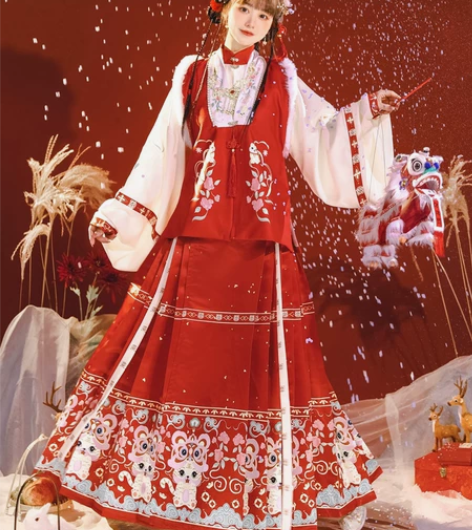 茗月萱【如意】汉服女明制比甲立领马面裙拜年...