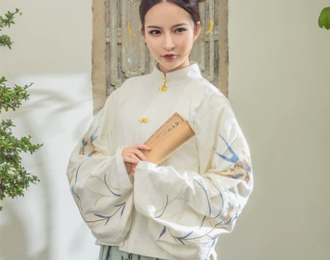 都城南庄传统汉服明制袄裙提花棉竖领短袄子母...