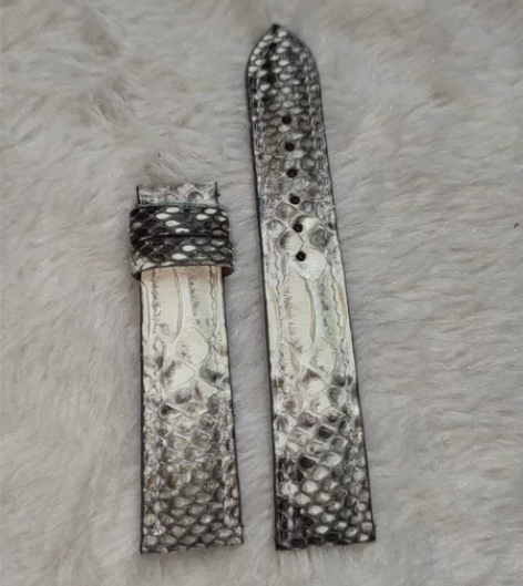 灰白色蛇皮表带纯手工制作表耳20表扣18 ...