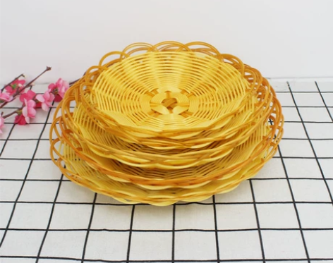 【全新包邮】塑料编织筐 塑料篮早点面包筐点...