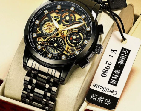 2022瑞之缘镂空手表男士钢带高档帅气夜光...