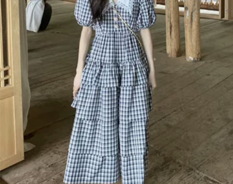法式温柔古着超仙森系连衣裙女夏季赫本风收腰...