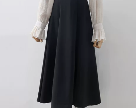 职业简约黑色西装裙女高腰显瘦垂感通勤中长款...