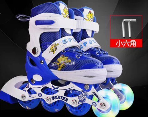 溜冰鞋儿童全套装男女旱冰轮滑鞋直排轮可调3...