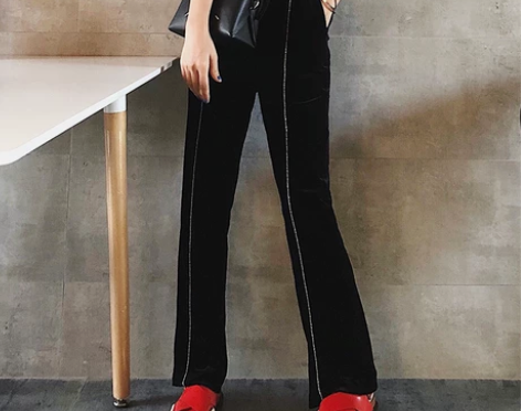 ?[转卖]大小姐77 丝绒高腰显瘦松紧休闲...