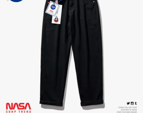 NASA联名日系纯色纯棉工装裤男潮牌秋冬季...