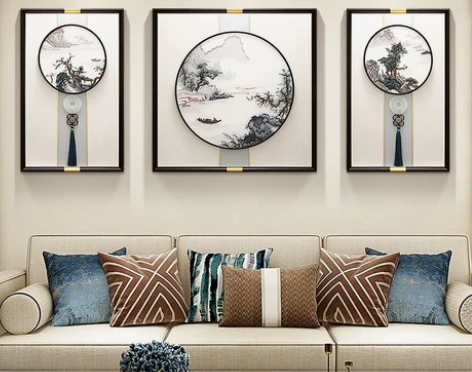 刺绣画 刺绣挂画新中式客厅装饰画沙发背景墙...