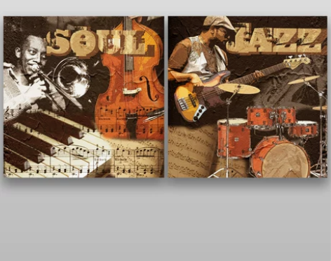 巨酷爵士乐人物特写 油画效果高清装饰画双联...