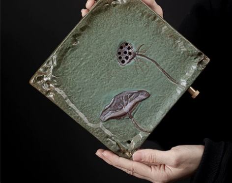 特惠捡漏！日式鎏金铁釉壶承 粗陶壶托壶垫小...