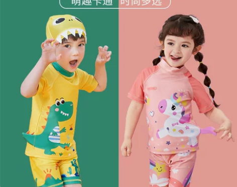 新款KK树儿童泳衣分体男女童短袖游泳衣温泉...