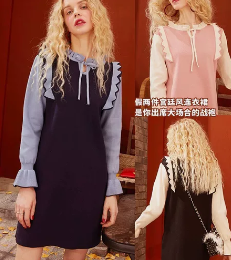 妖精的口袋假两件山本风超仙初恋连衣裙202...