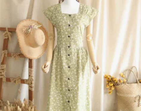 特价~古着孤品韩版收腰百搭文艺休闲短袖棉麻...