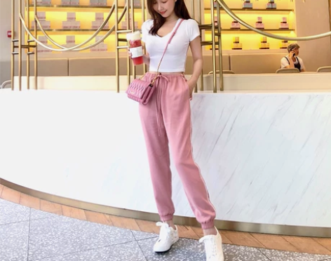 小怡 韩版高腰休闲运动ulzzang冰丝萝...