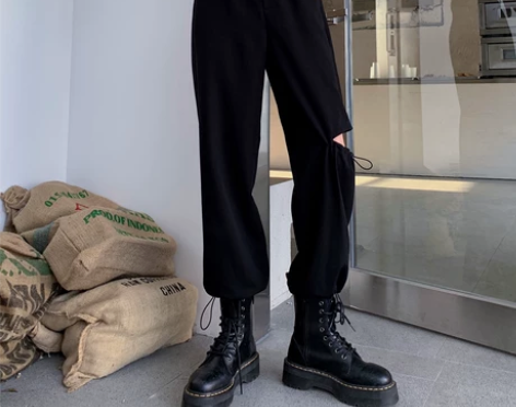 1W BLACK破洞休闲裤女2020夏季新...