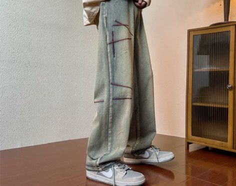 RAMPAGE牛仔裤高街男潮牌欧美式vib...