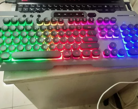 真机械手感键盘鼠标套装复古朋克电脑有线电竞...