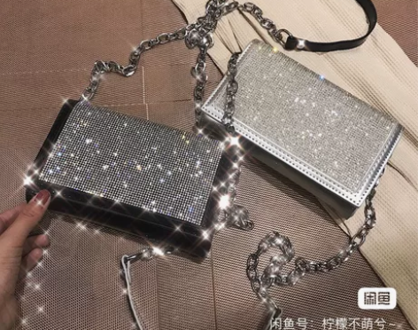 高级感小包包女2021新款亮片百搭挎包时尚...